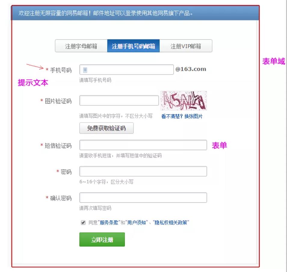 表单的组成